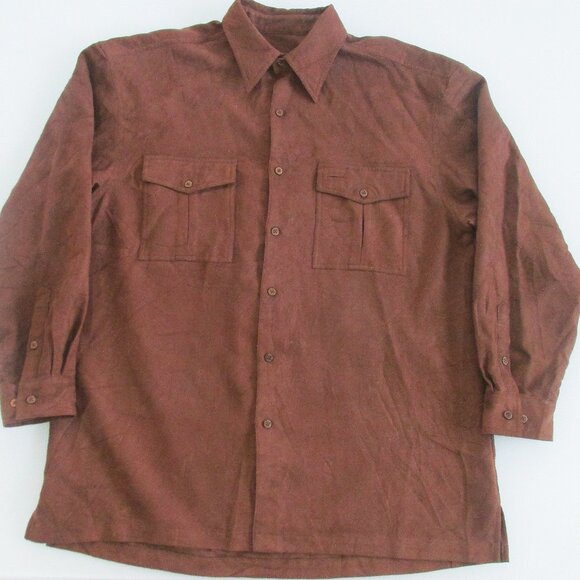 Men's Faux Suede Long Sleeve Shirt Size XL - Picture 1 of 5